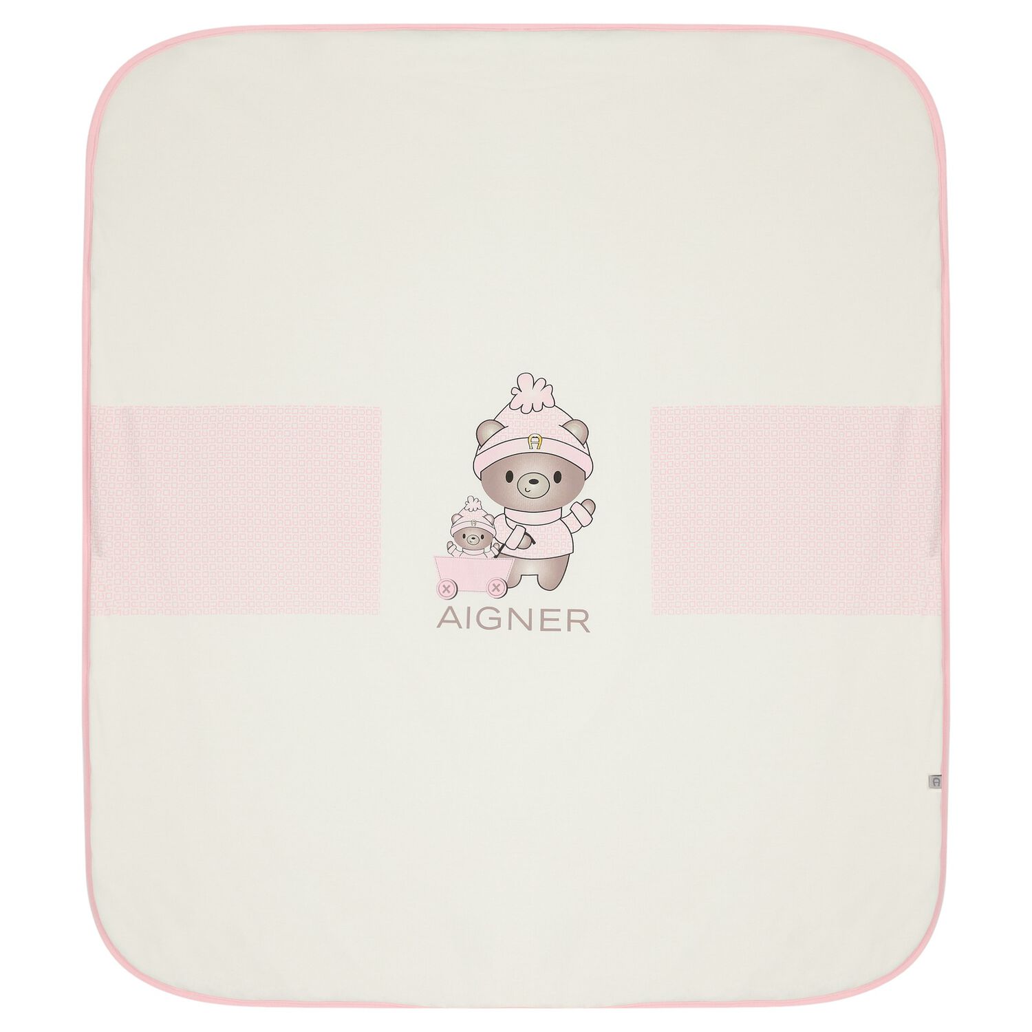 Baby Girls Pink & White Logo Blanket, 3, hi-res